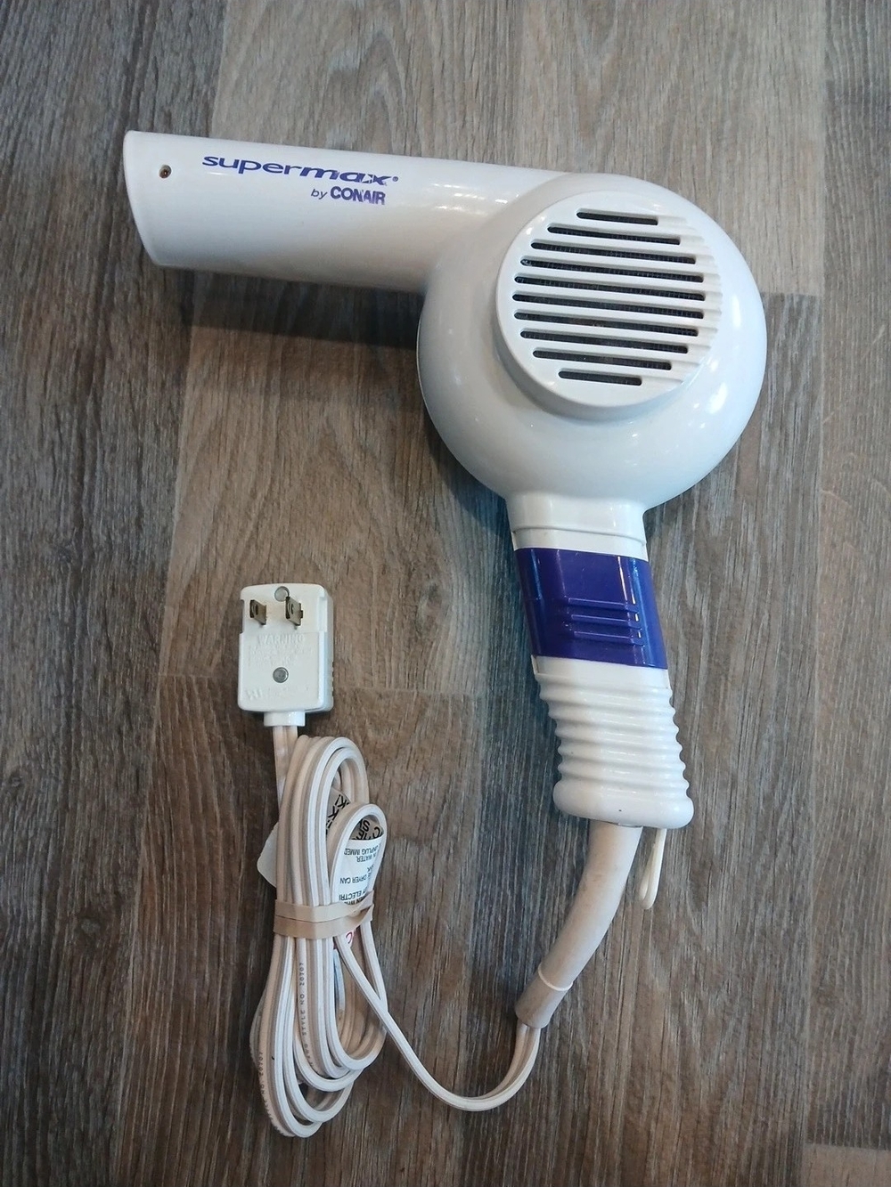 Vintage Supermax by Conair White & Purple Compact Hair Dryer